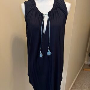 Navy Sleeveless top with Tassel Tie